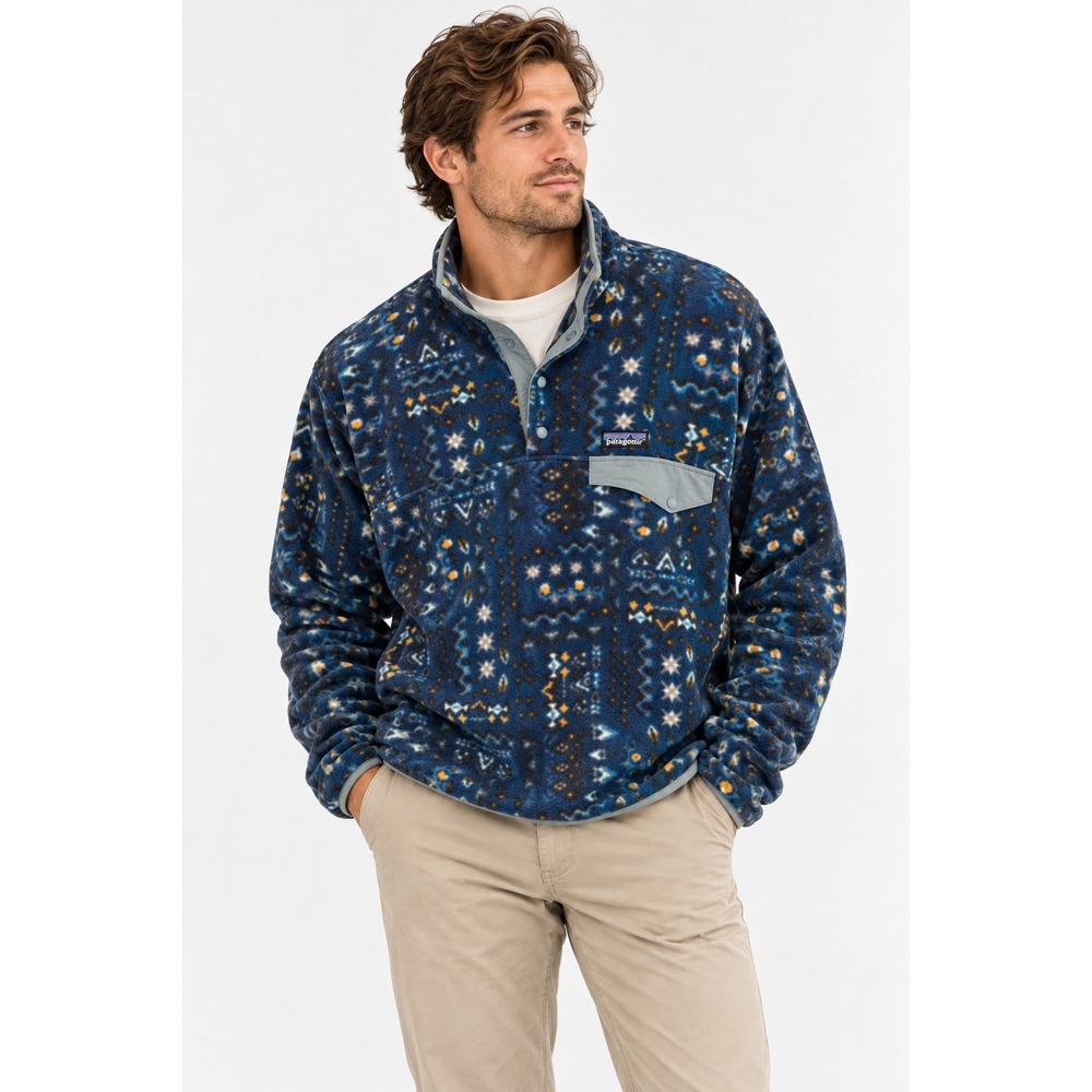 Patagonia Synchilla Snap-T Fleece Pullover Wandering Woods Navy Blue Tribal XL